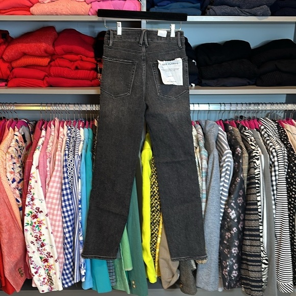 Good American acid black Good Classic straight leg frayed sides/cuff size 2 NWT - Picture 5 of 5